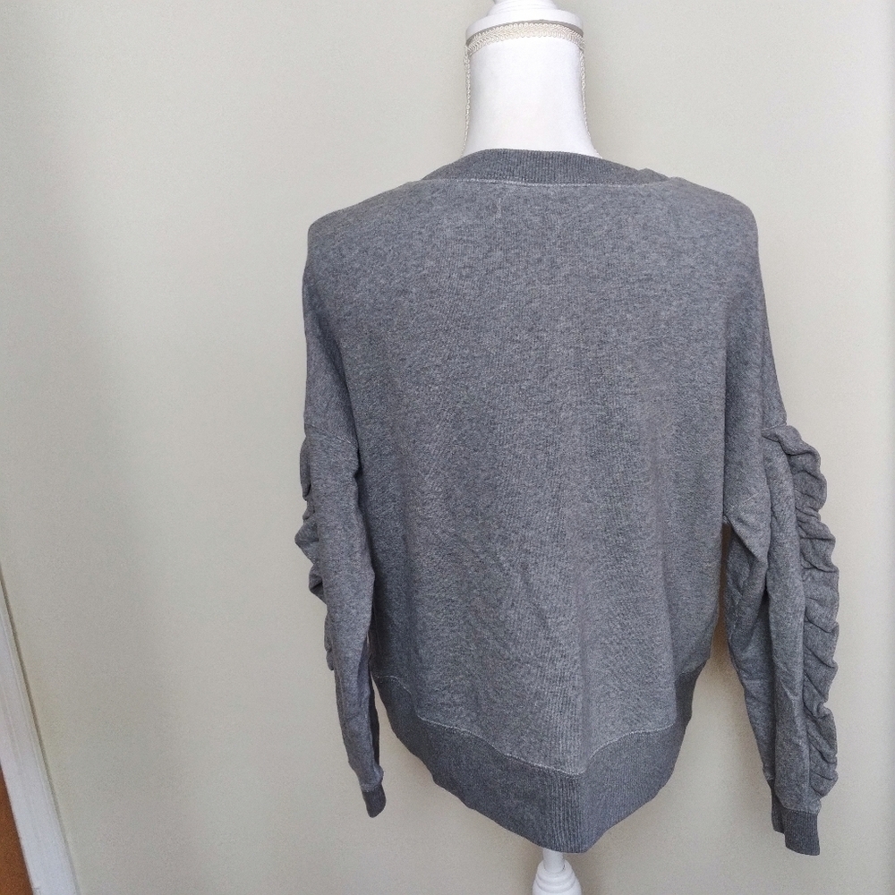 Madewell Miles Heather Gray Ruffle Sweatshirt - Picture 2 of 7
